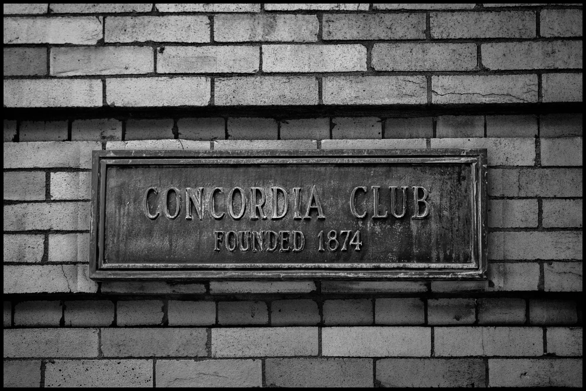 The Concordia Club nameplate. Founded in 1874, it remains a quiet reminder of a community that helped shape Jewish life in Pittsburgh.